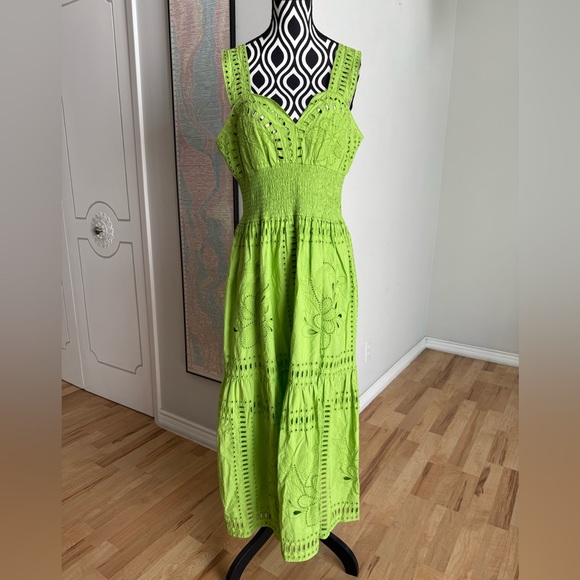 NWT Rails Fawn Embroidered 100% Cotton Midi Dress in Island Green - Picture 2 of 15